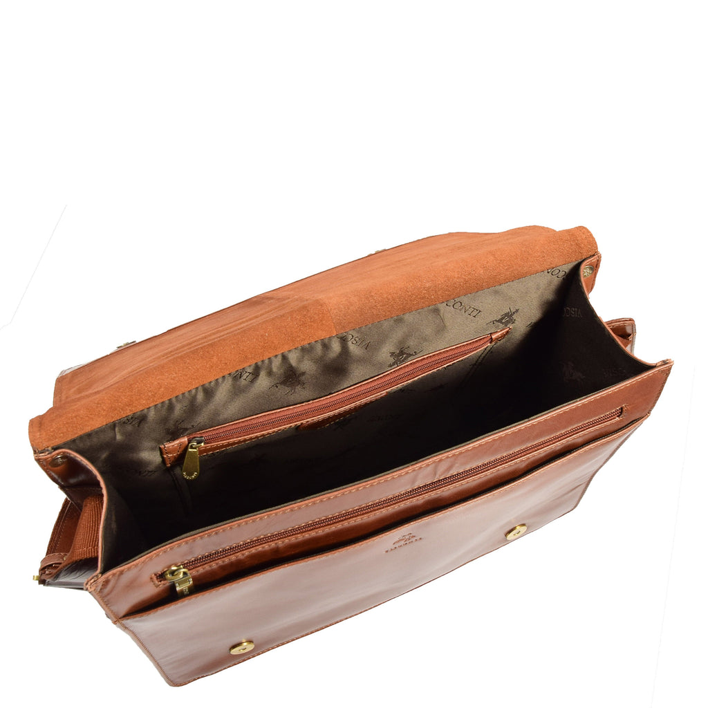 DR384 Men's Leather Cross Body Satchel Bag Tan 6