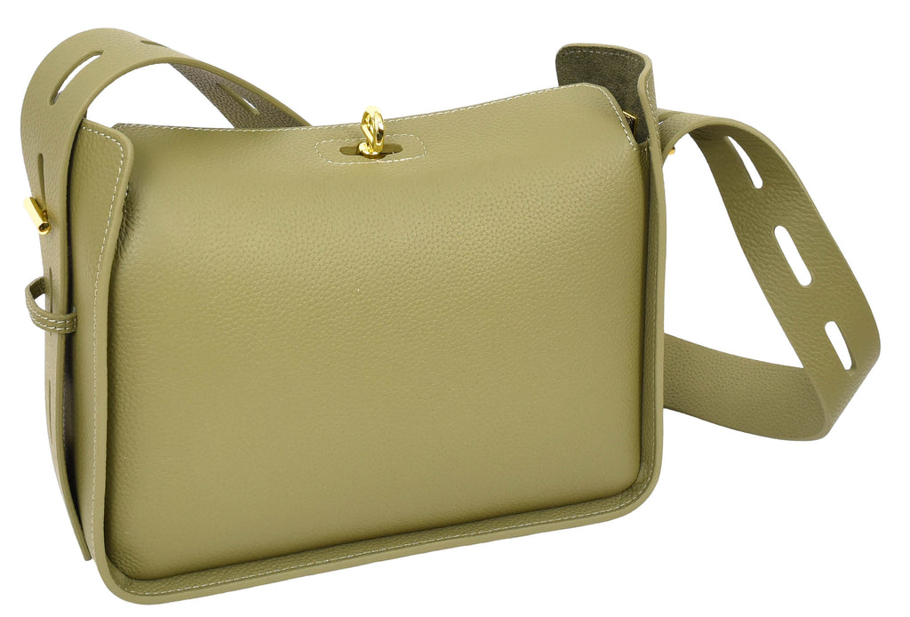 Toronto Women's Classic Real Leather Organiser Shoulder Bag Olive-5