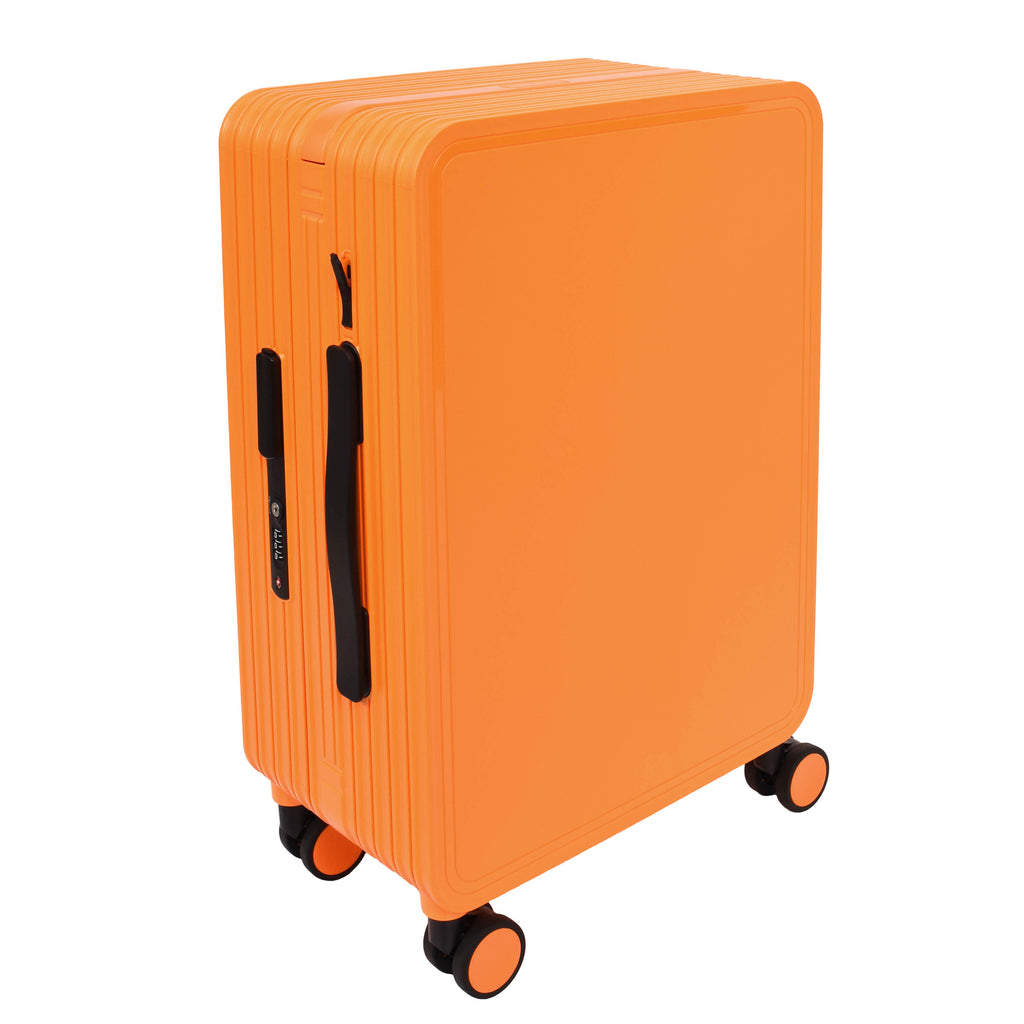 DR698 Cabin Size USB Port Suitcase Four Wheels Hard Shell Smart Luggage Orange-6