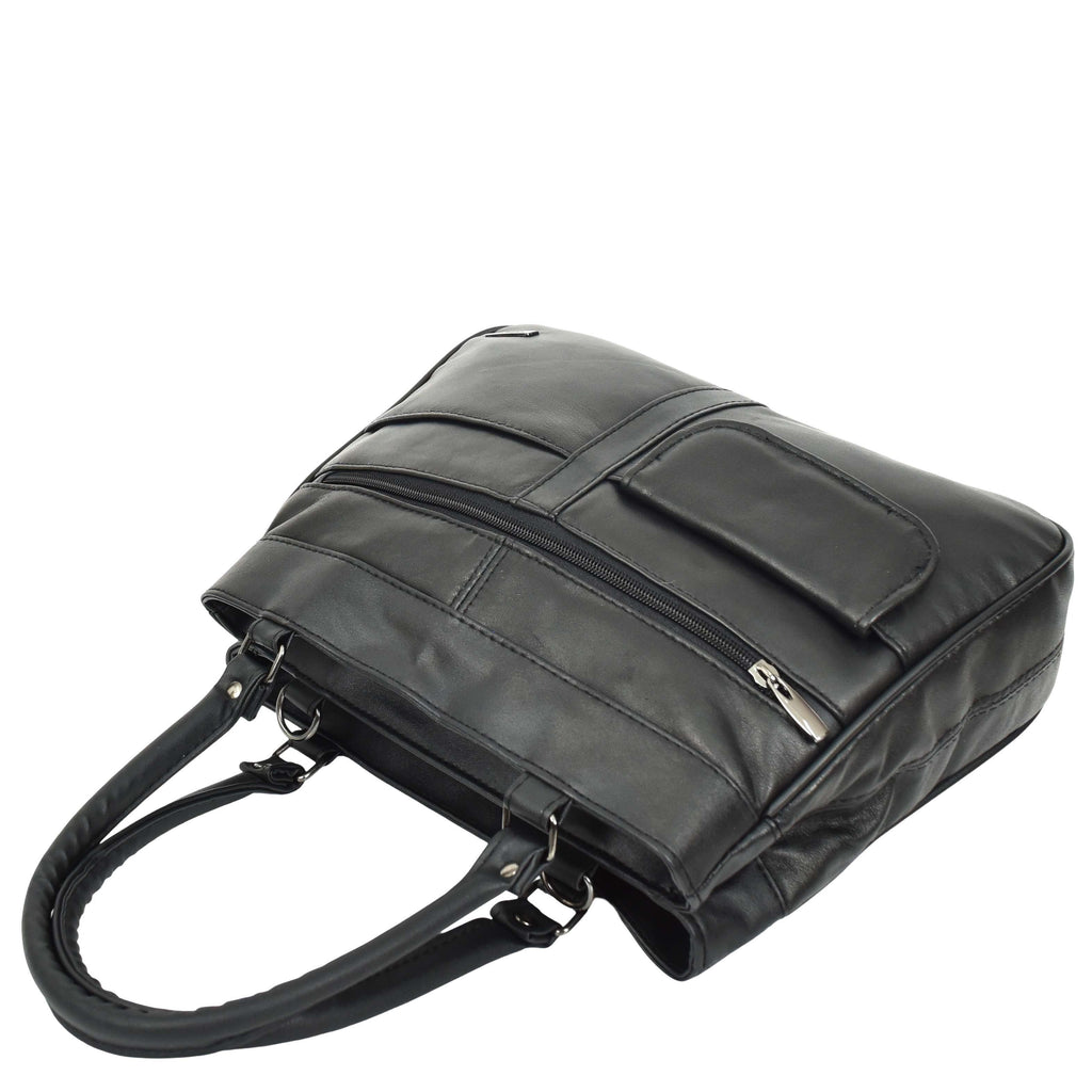 DR667 Women's Soft Genuine Leather Large Shoulder Bag Black 5