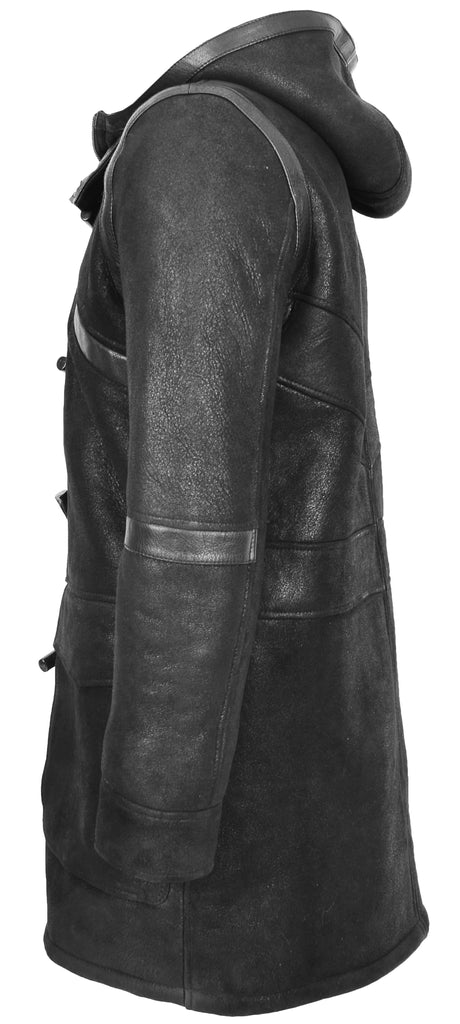 DR119 Men's Sheepskin Duffle Coat Black 7