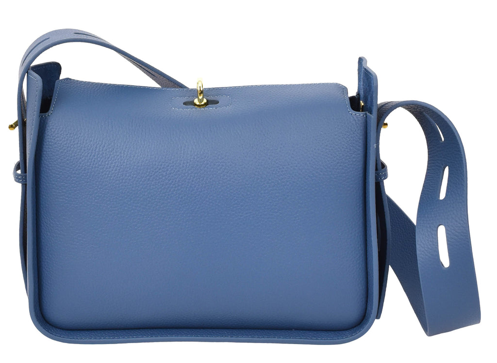 Toronto Women's Classic Real Leather Organiser Shoulder Bag Blue-6