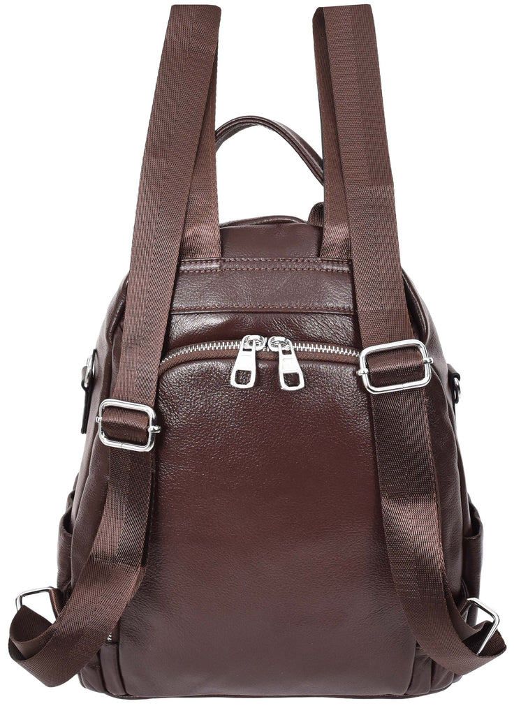 Vancouver Women's Genuine Leather Casual Organiser Backpack Coffee-6