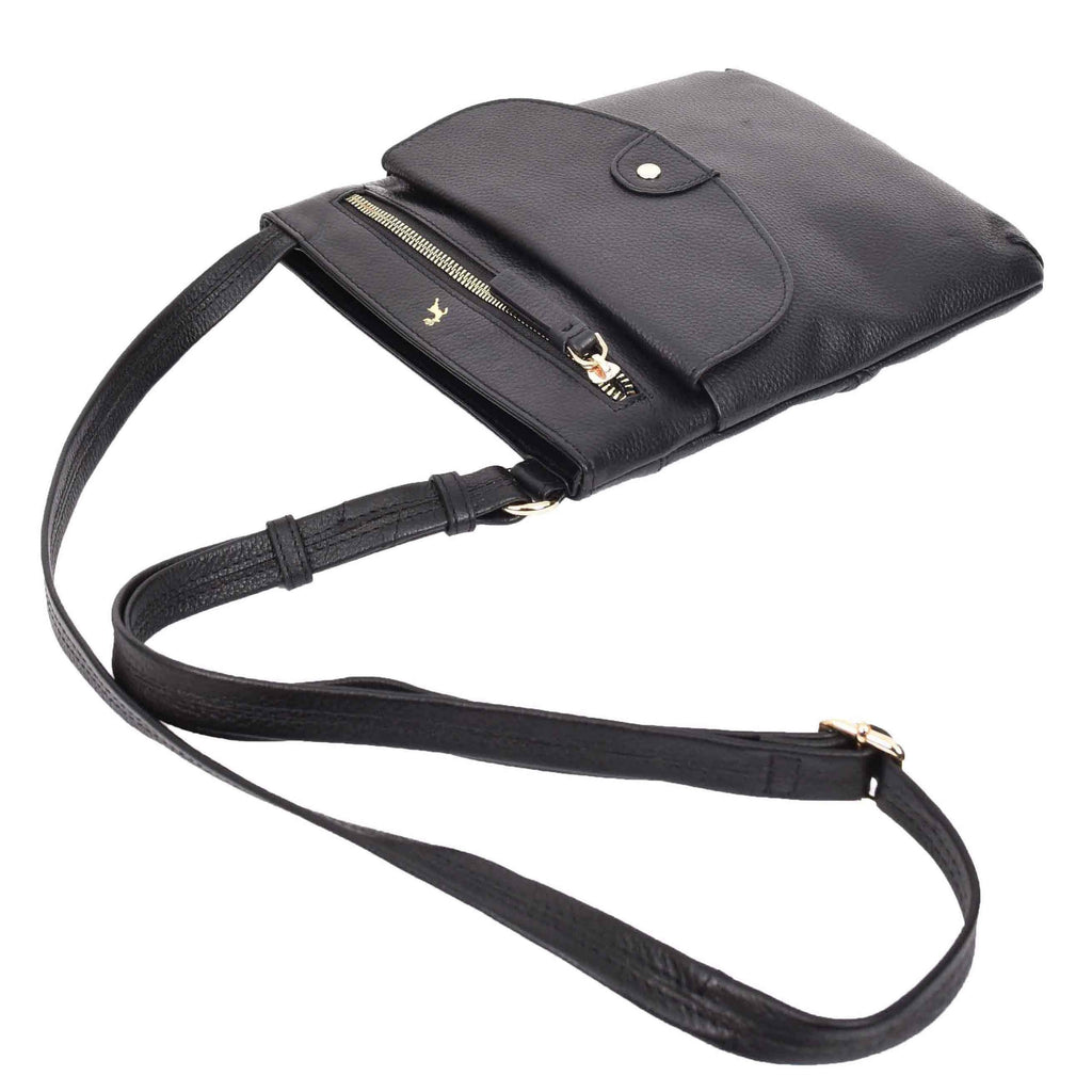 DR686 Ladies Leather Cross Body Sling Bag Black 7