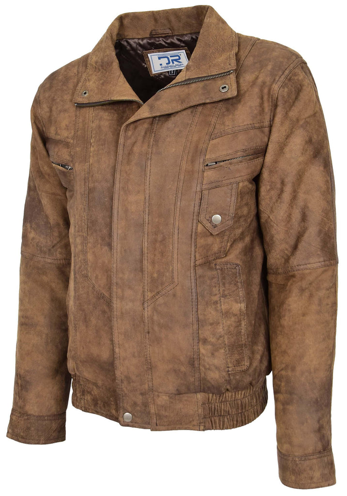 DR109 Men's Leather Nubuck Classic Brown Jacket 4