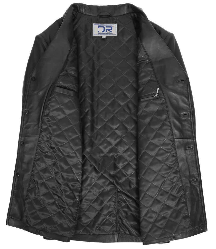 DR112 Men's Leather Classic Reefer Jacket Black 6