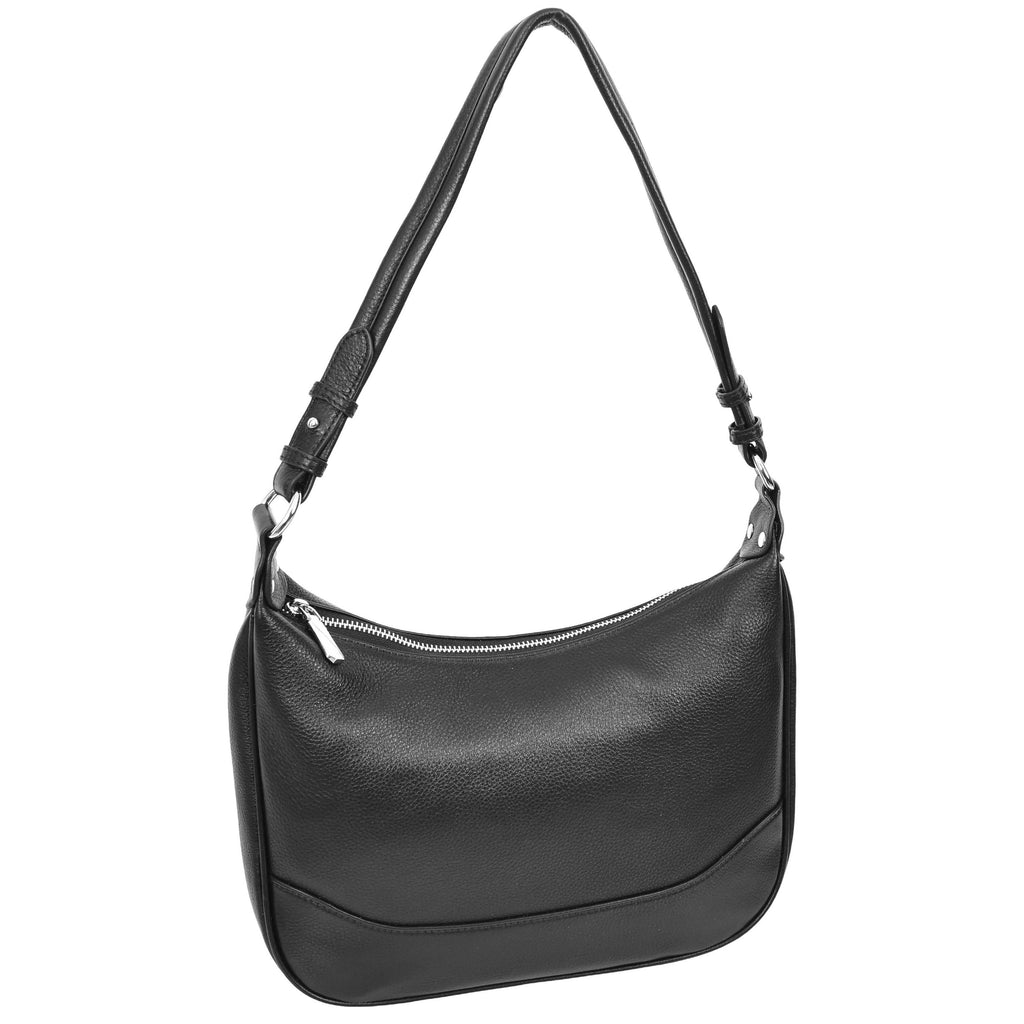 Kitchener Women's Leather  Organiser Hobo Style Shoulder Bag Black-6