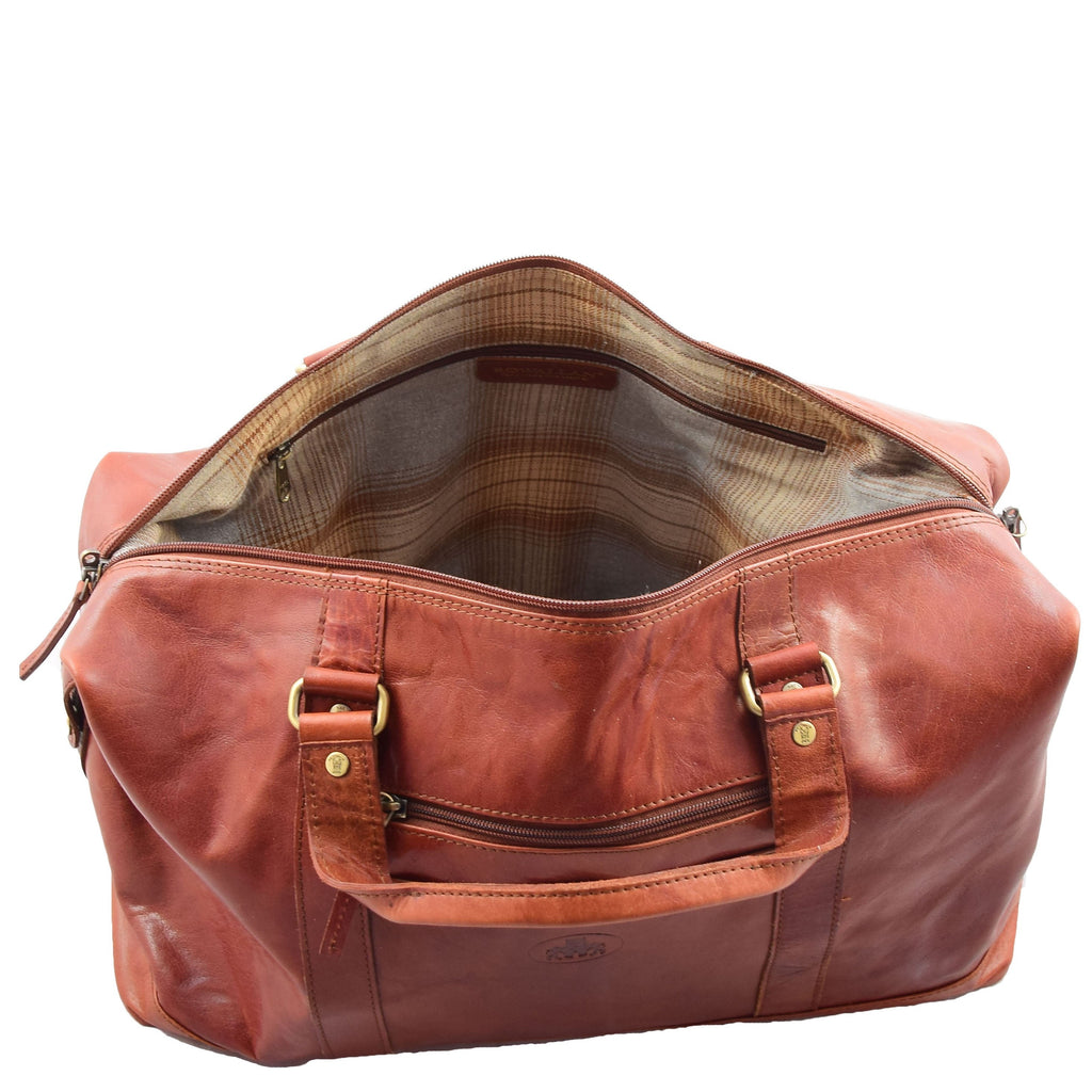 DR606 Genuine Leather Large Size Weekend Duffle Bag Tan 7