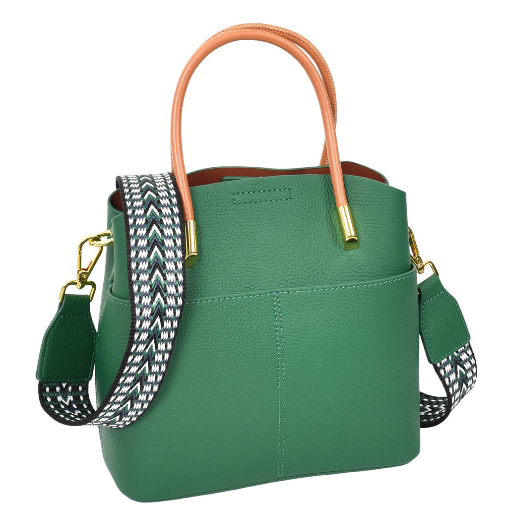 Winnipeg Women Leather Top Handle Shoulder Bag Green-8