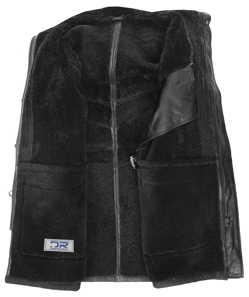 DR119 Men's Sheepskin Duffle Coat Black 5