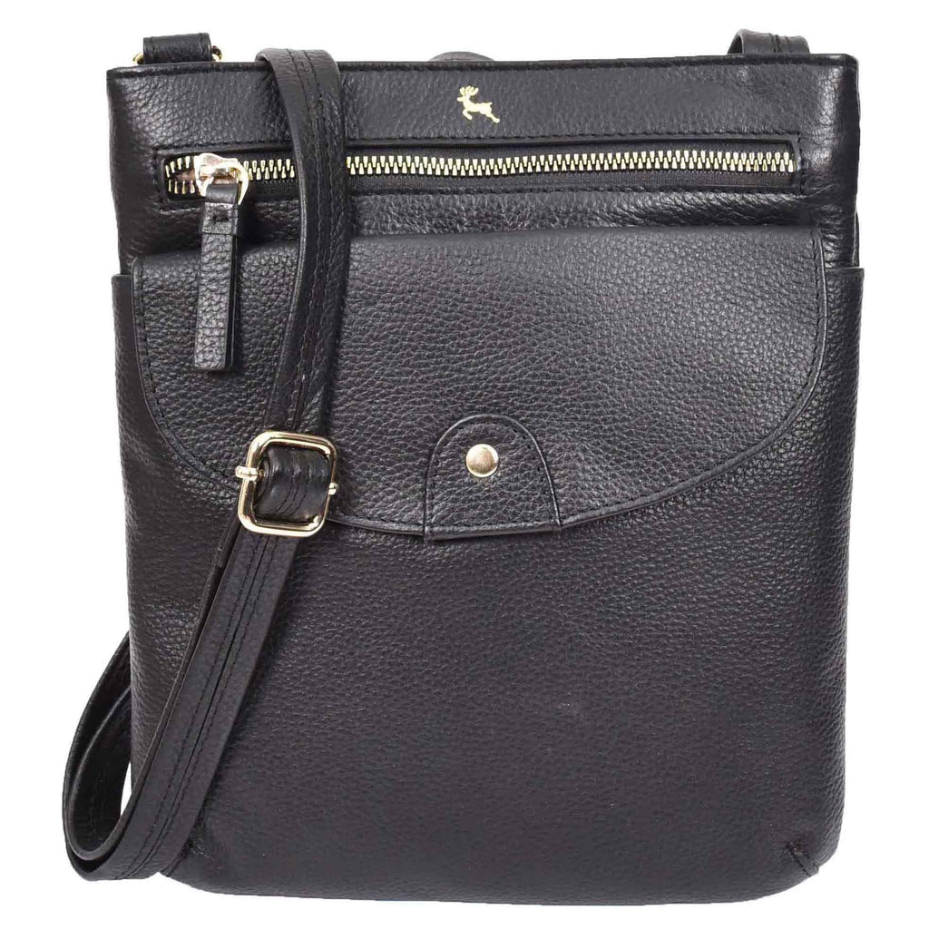 DR686 Ladies Leather Cross Body Sling Bag Black 8