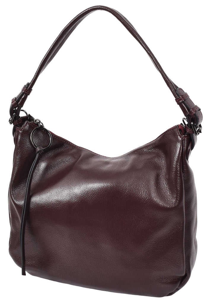 Ottawa Women's Genuine Leather Hobo Style Shoulder Handbag Purple-7