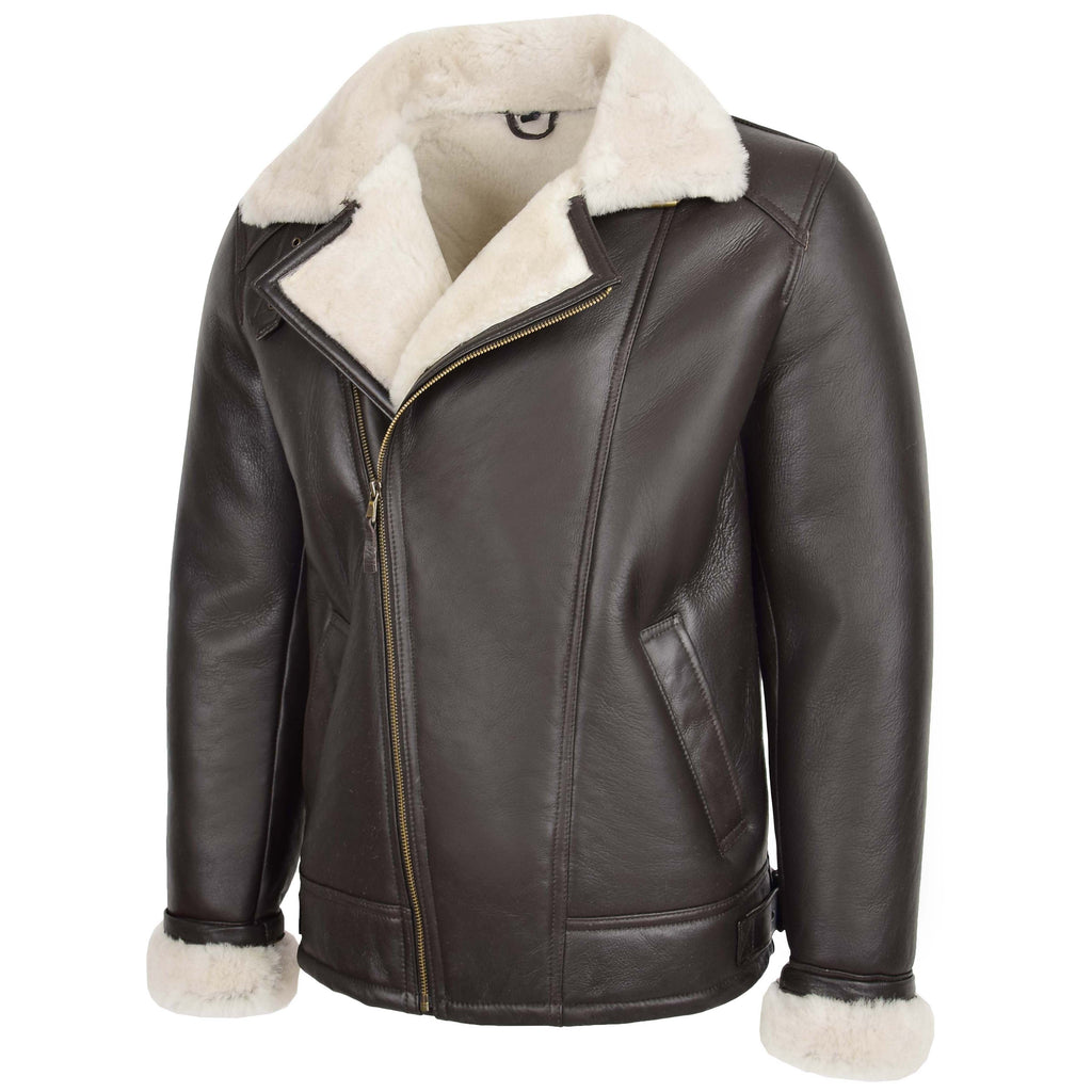 DR167 Men's Classic Sheepskin Leather Jacket White 4