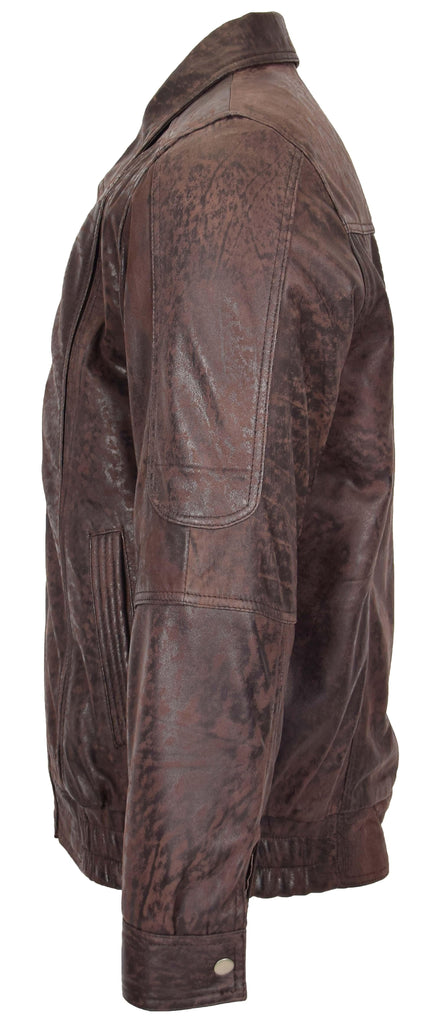 DR107 Men's Leather Classic Blouson Jacket Brown Nubuck 7