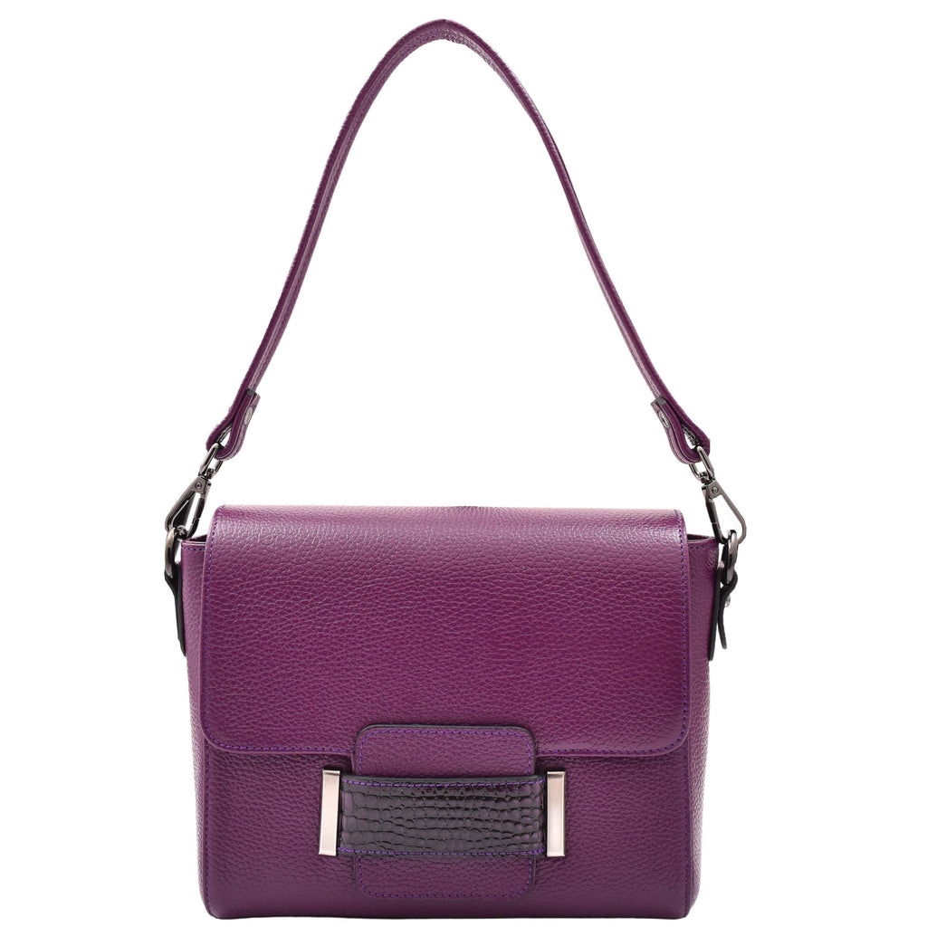 DR582 Women's Leather Adjustable Shoulder Strap Messenger Bag Purple 7