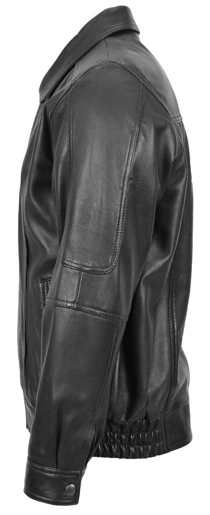 DR107 Men's Leather Classic Blouson Jacket Black 7