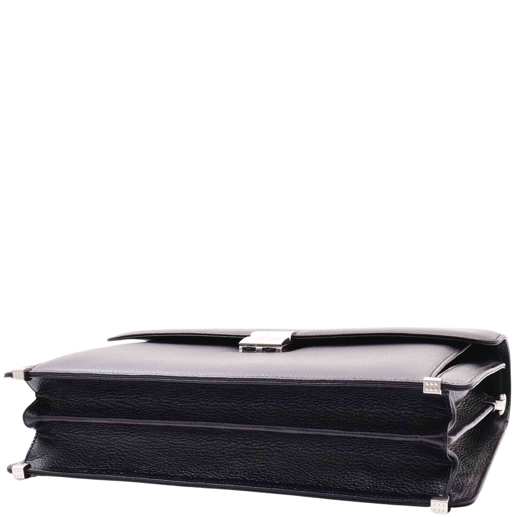 DR602 Men's Classic Leather Executive Briefcase Bag Black 7