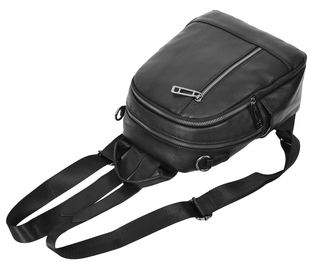 Calgary Women's Organiser Genuine Leather Backpack Black-7