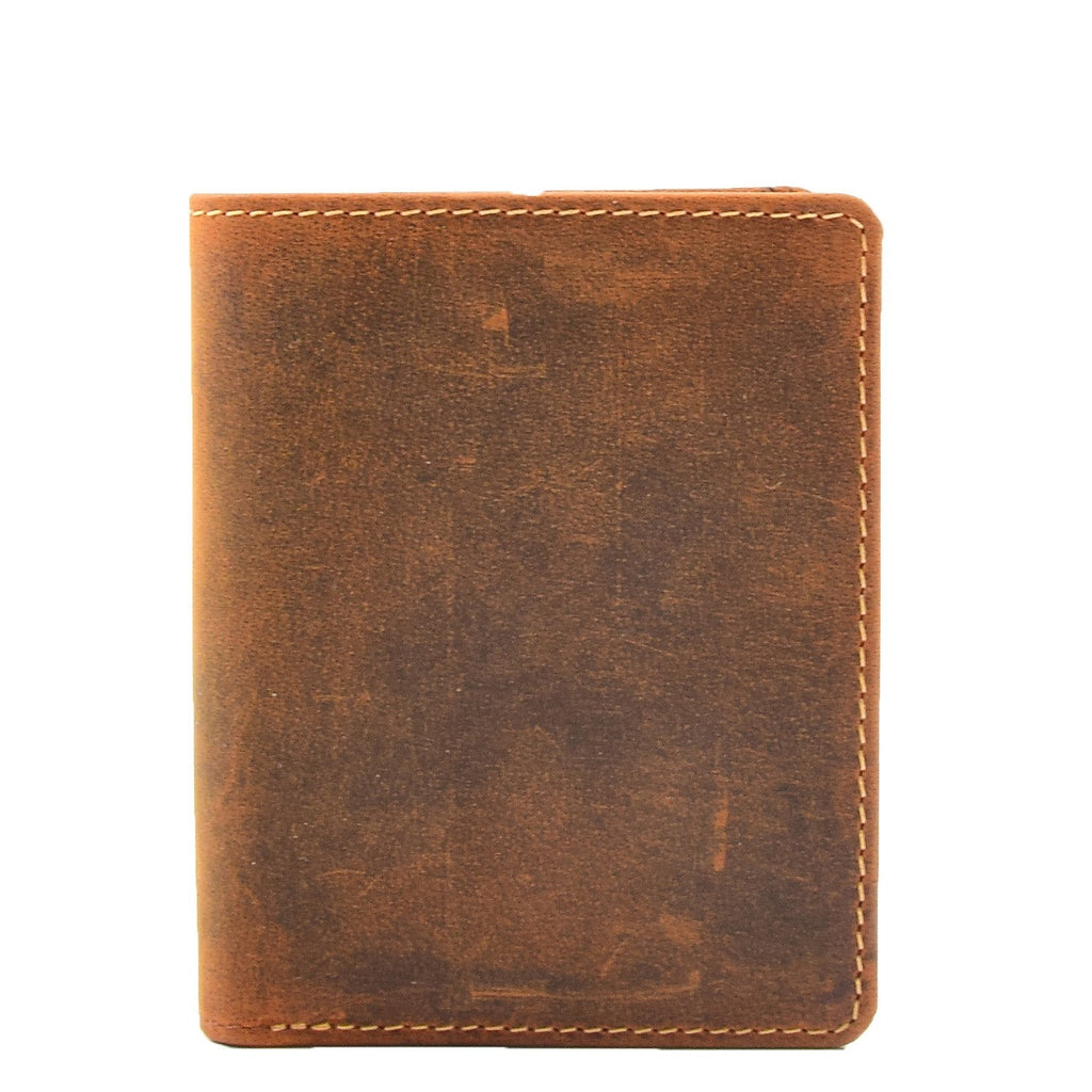 DR664 Men's Waxed Hunter Leather Bifold Wallet RFID Tan 7