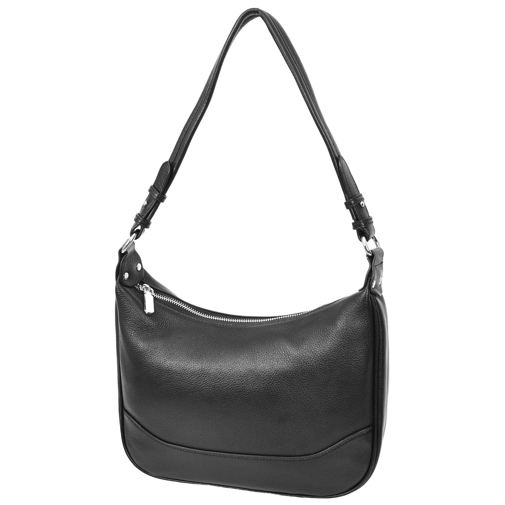 Kitchener Women's Leather  Organiser Hobo Style Shoulder Bag Black-7