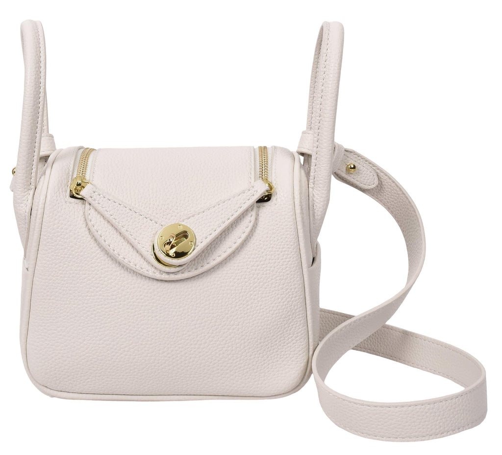 Regina Women's Faux Leather Mini Shoulder Strap Bag White-7