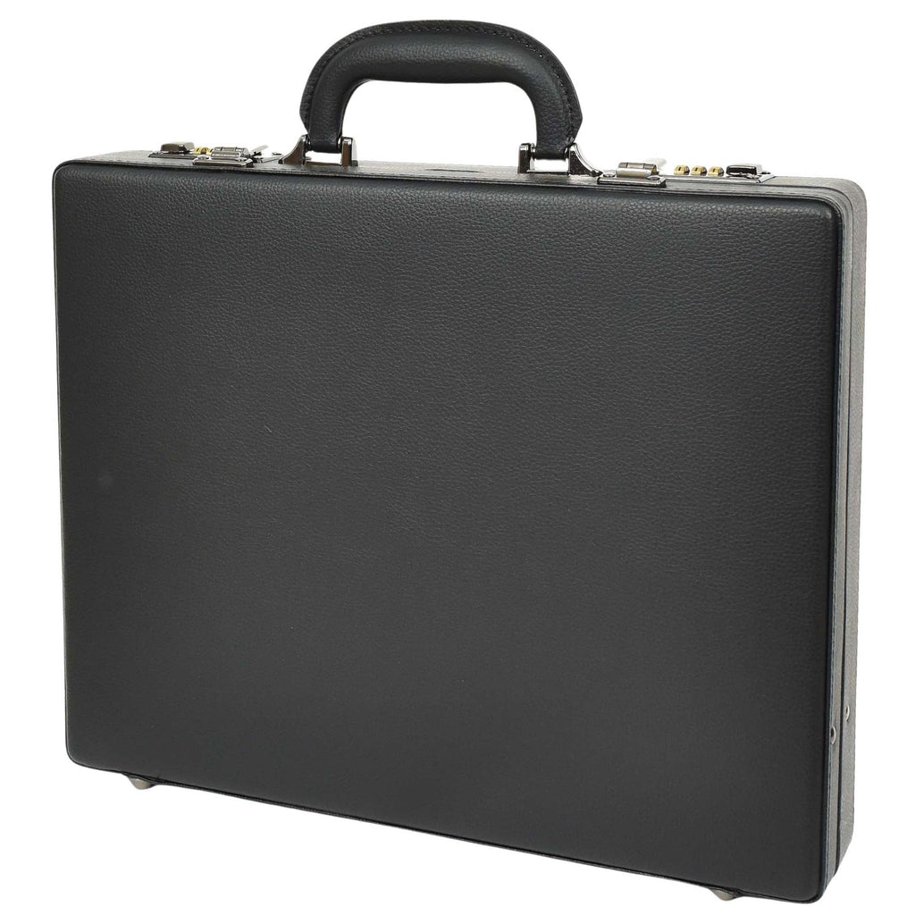 DR609 Leather Slim Line Briefcase Professional Attache Case Black 7