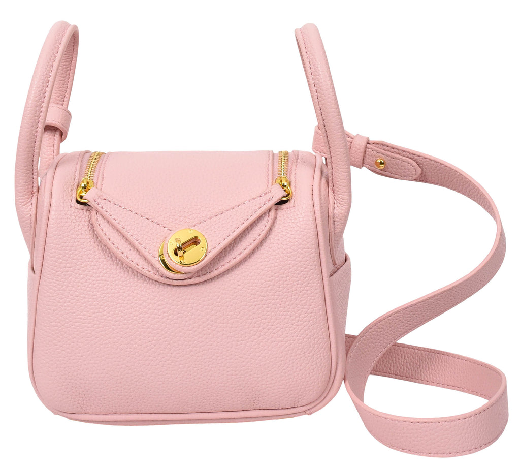 Regina Women's Faux Leather Mini Shoulder Strap Bag Pink-7