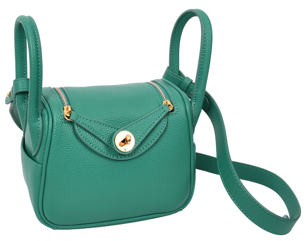 Regina Women's Faux Leather Mini Shoulder Strap Bag Green-7