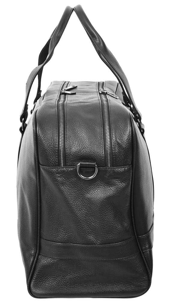 Alexis Leather Large Classic Weekend Travel Holdall Bag Black-7