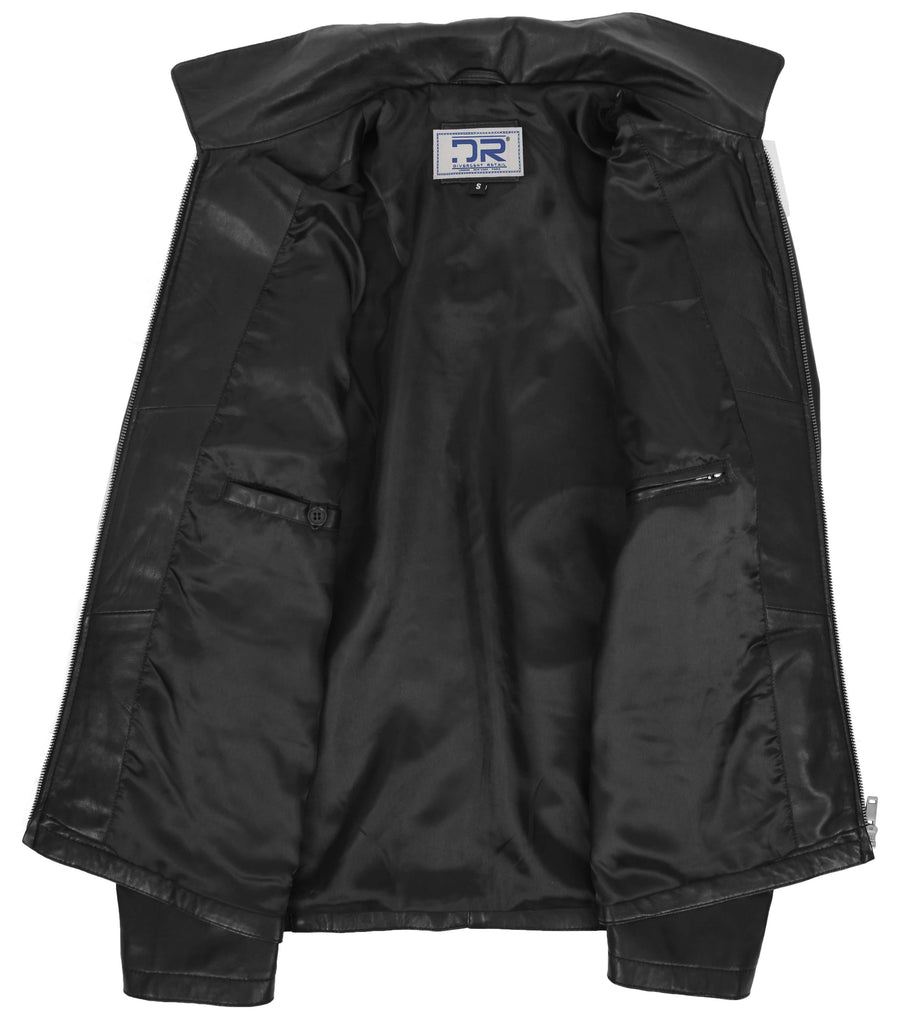 DR104 Men's Classic Zip Box Leather Jacket Black 5