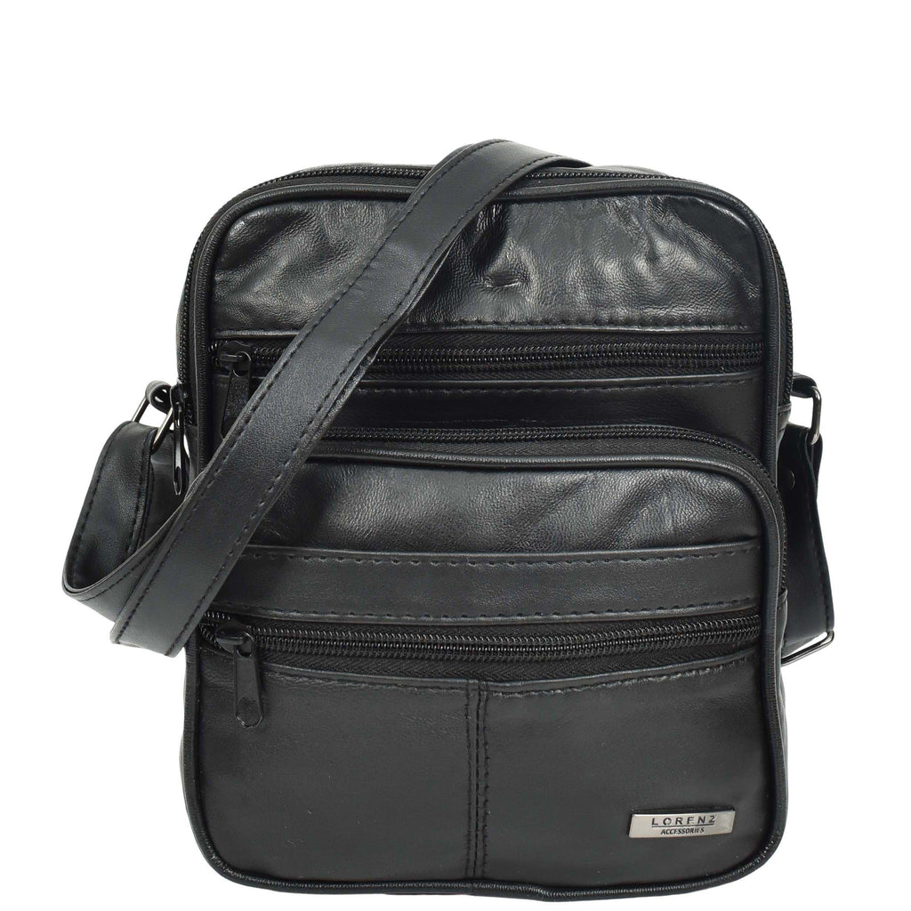 DR648 Men's Leather Cross Body Bag Messenger Pouch Black 7