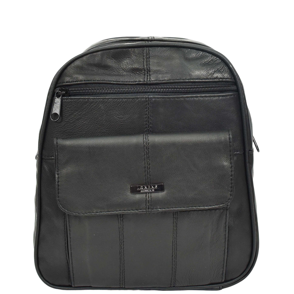 DR670 Women's Medium Size Backpack Leather Daypack Bag Black 7