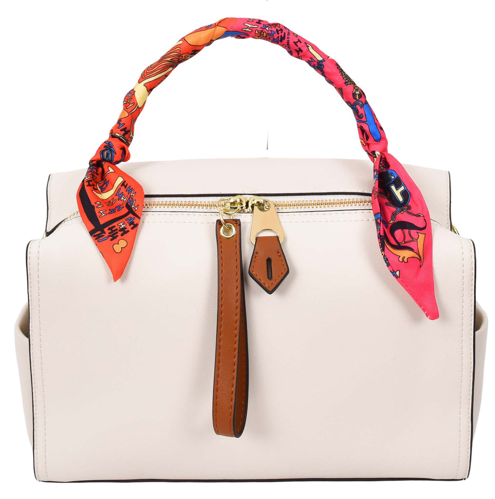 Aaliyah Women's  Faux Leather Barrel-Shaped Shoulder Handbag White-7