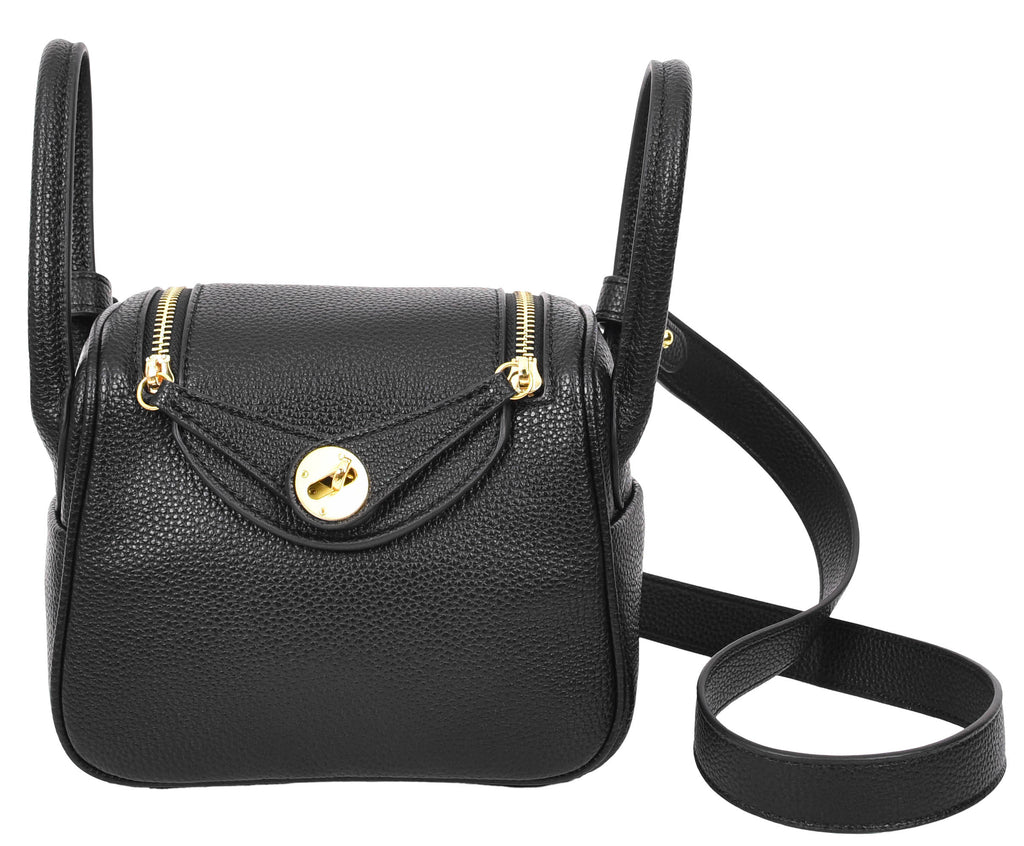 Regina Women's Faux Leather Mini Shoulder Strap Bag  Black-7