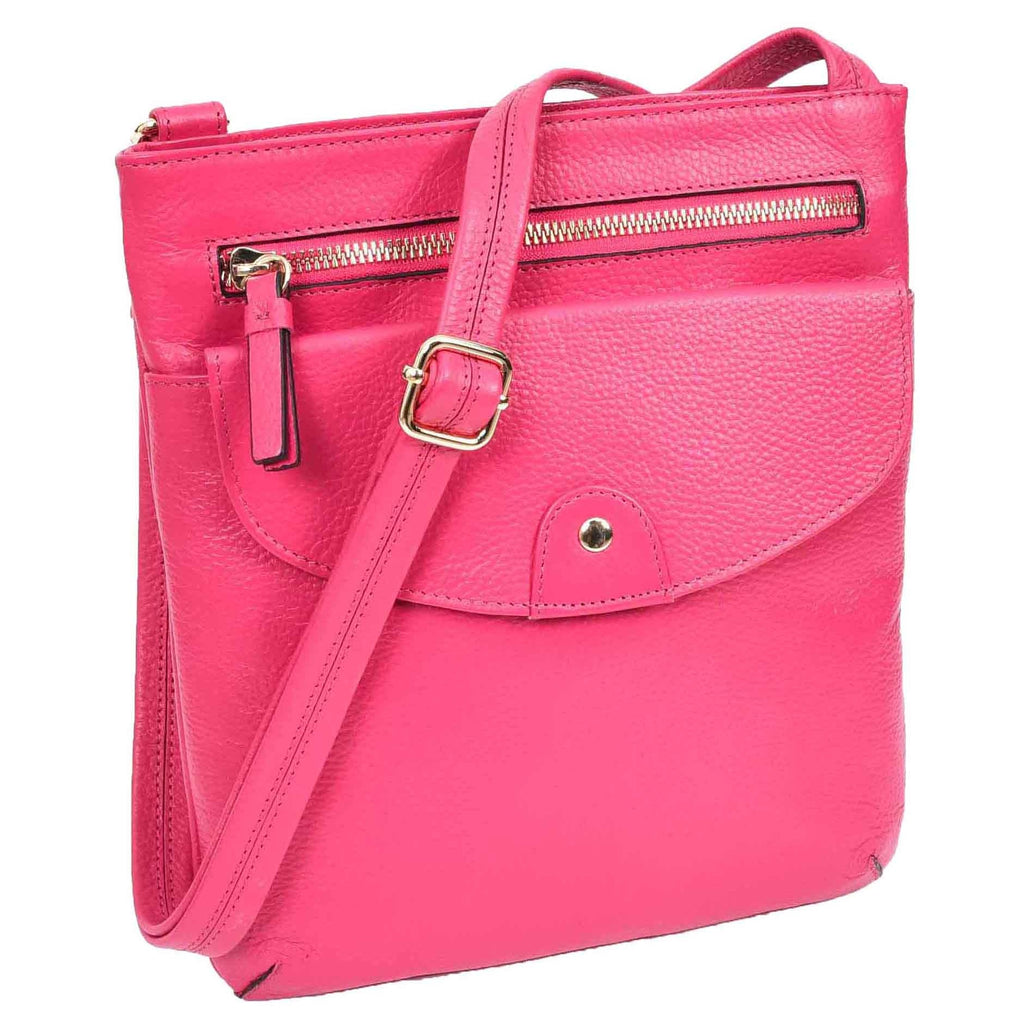 DR686 Ladies Leather Cross Body Sling Bag Pink 1