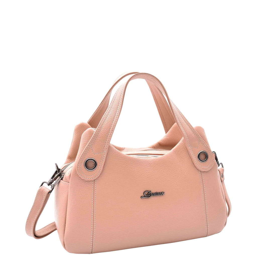 DR587 Women's Small Handbag Textured Leather Shoulder Bag Rose 7
