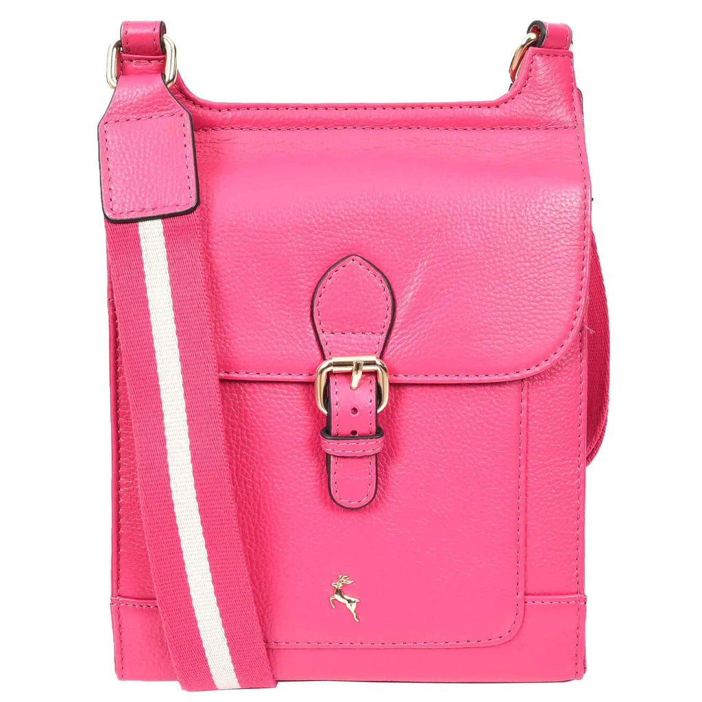 DR685 Ladies Real Leather Travel Messenger Bag Pink 7