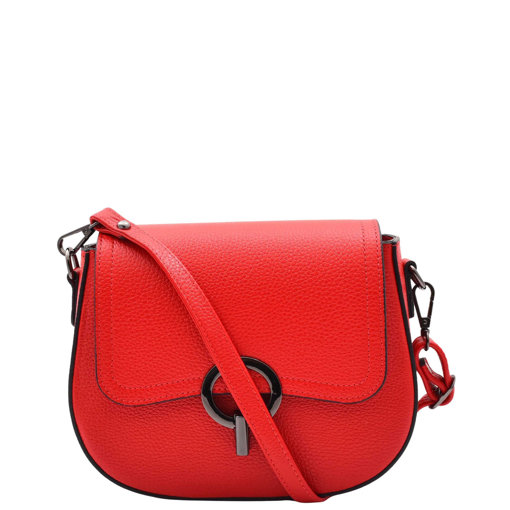 DR578 Women's Genuine Leather Small Sized Cross Body Bag Red 7