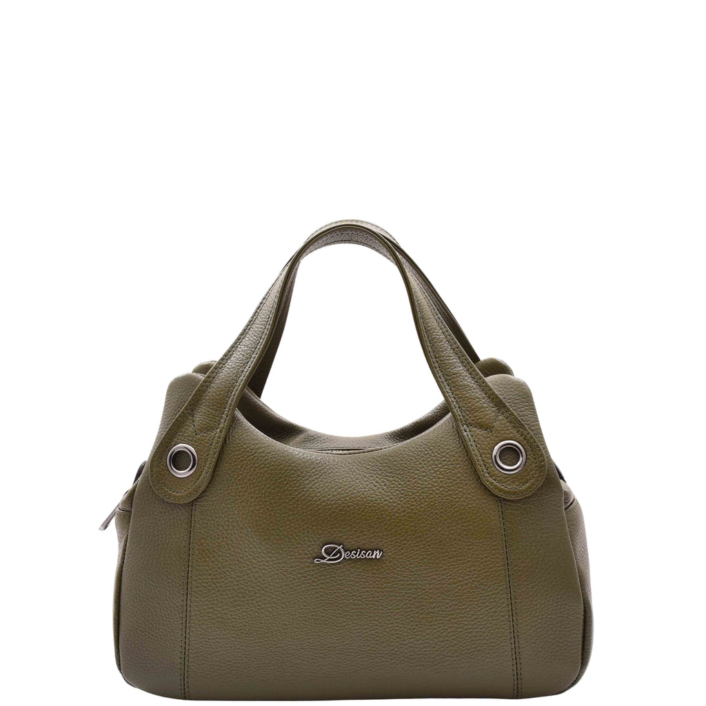 DR587 Women's Small Handbag Textured Leather Shoulder Bag Olive 7