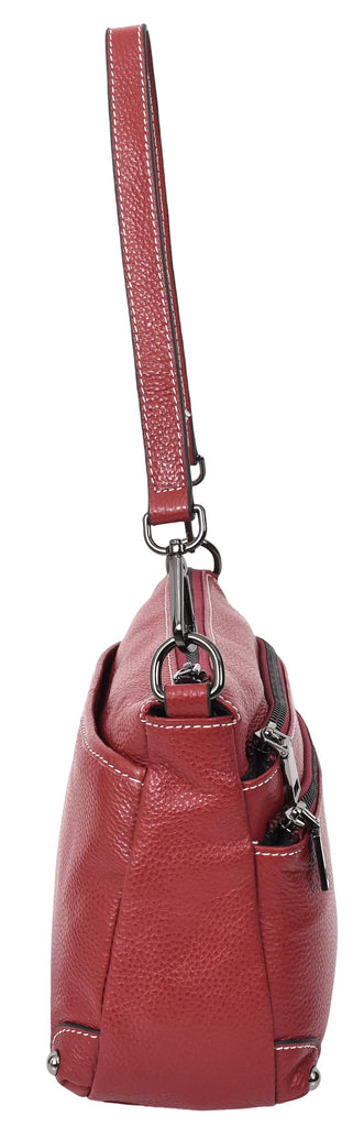 Adalynn Women's Real Leather Cross-Body Organiser Shoulder Bag Red-7