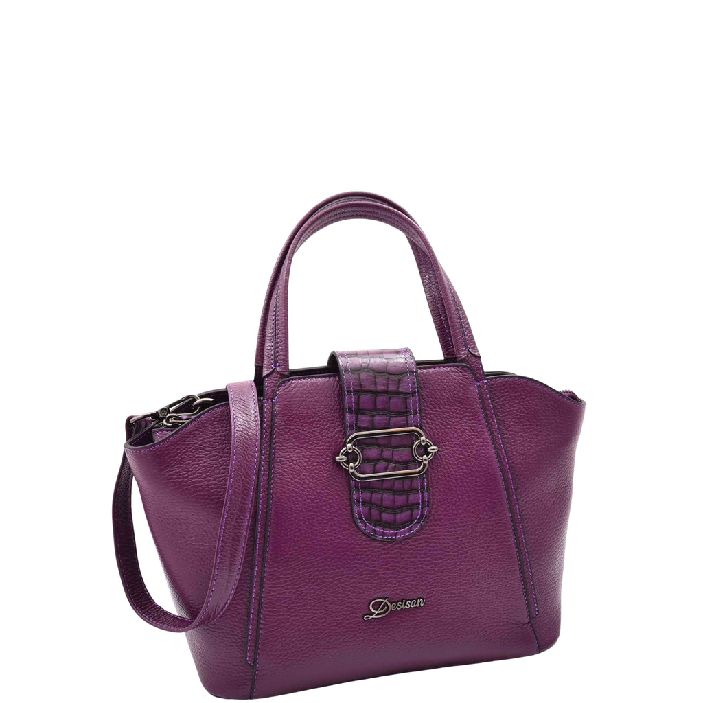 DR586 Women's Stylish Leather Adjustable Strap Handbag Purple  7