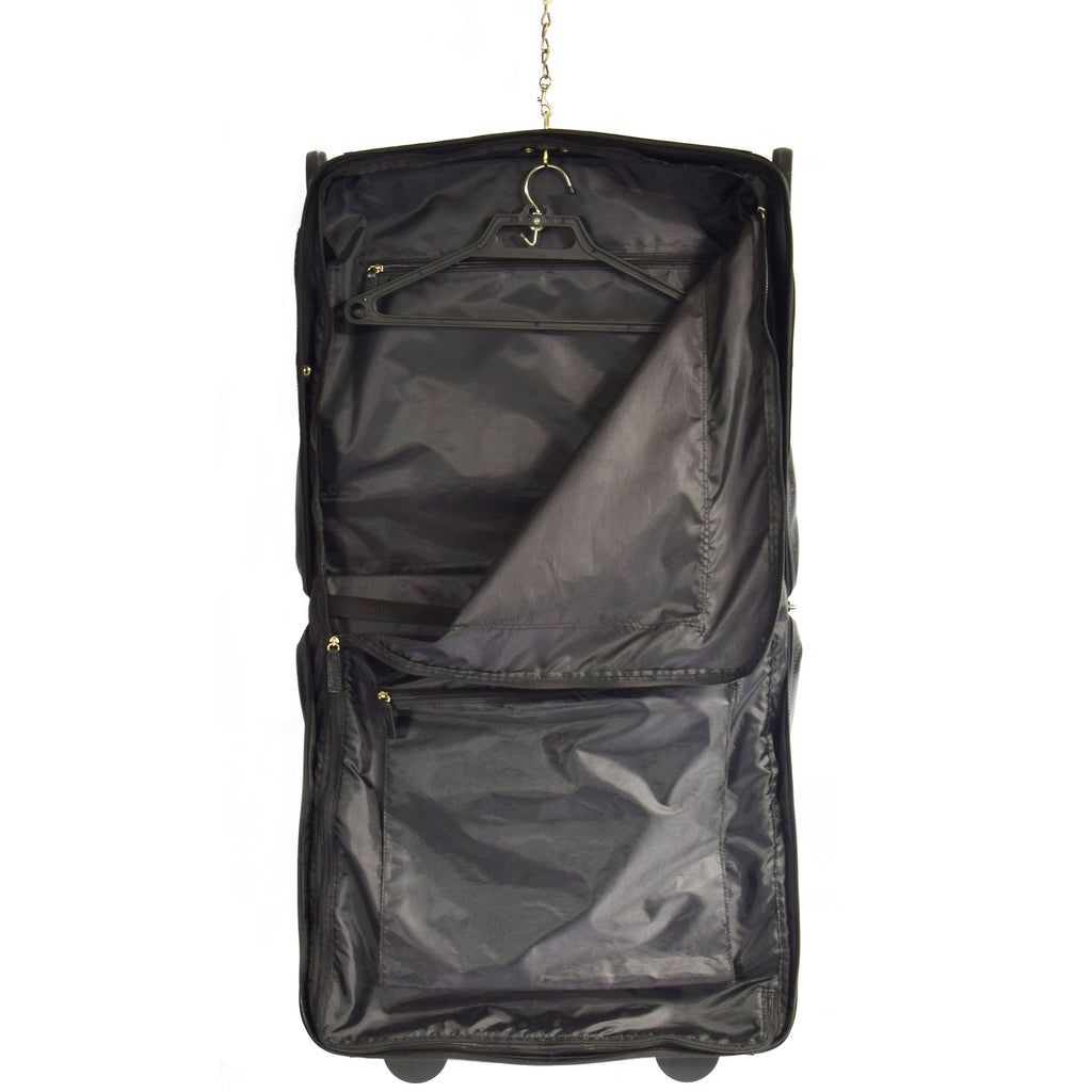 DR641 Real Leather Business Suit Carrier With Wheels Black 7