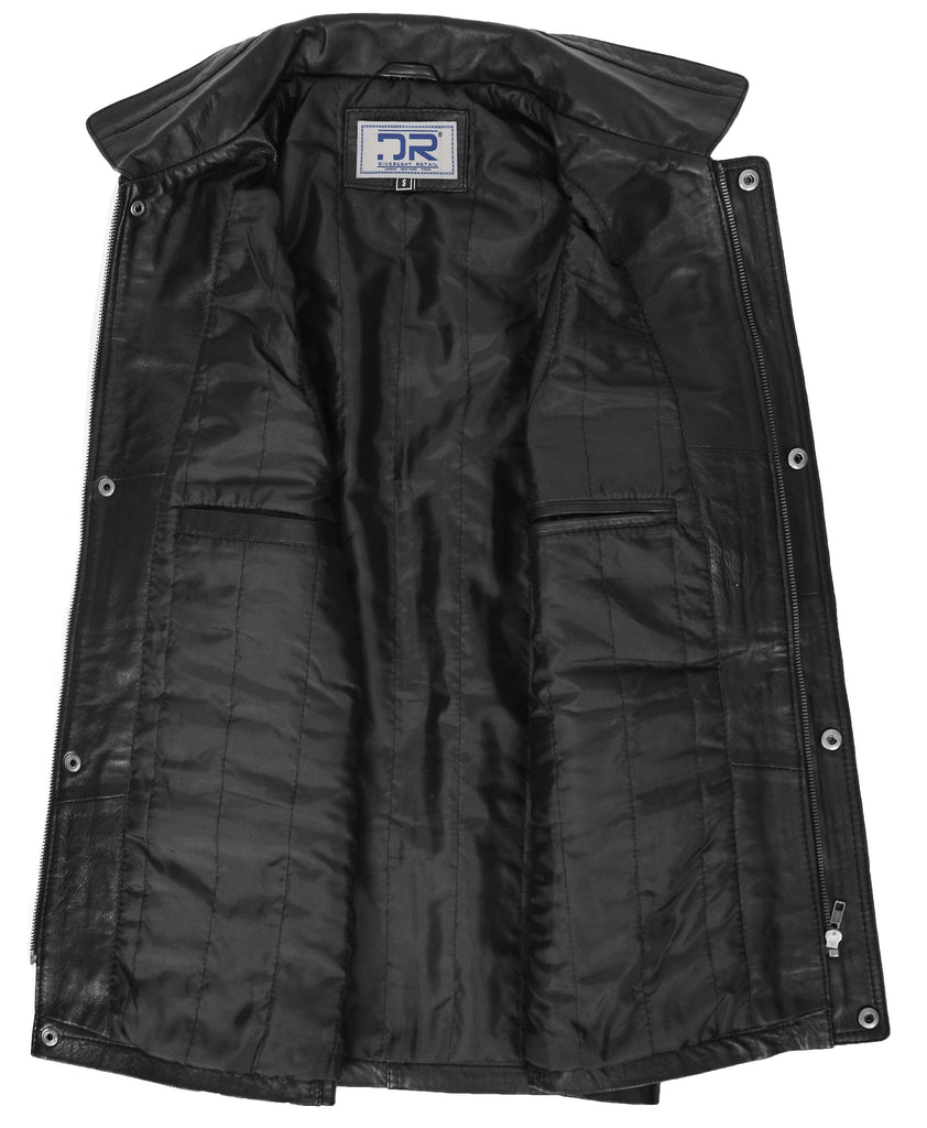 DR116 Men's Classic Fisherman Leather Waistcoat Black 7