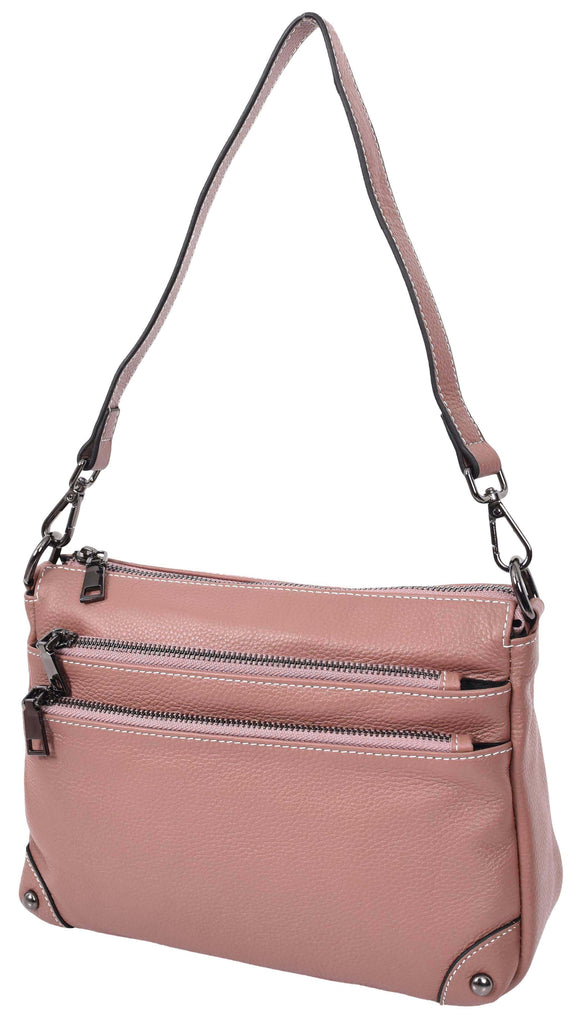 Adalynn Women's Real Leather Cross-Body Organiser Shoulder Bag Rose-6