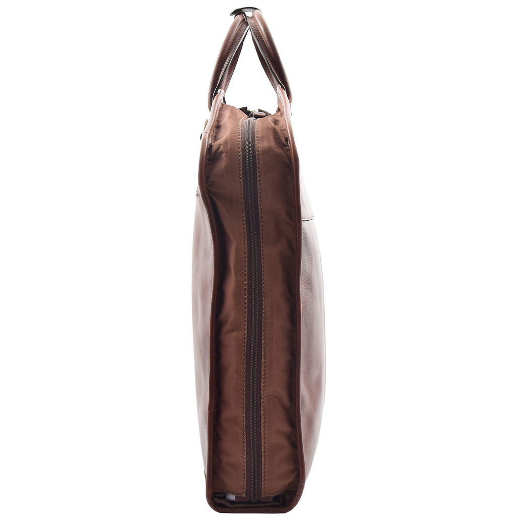 DR613 Genuine Leather Travel Suit Carrier Garment Bag Brown 7