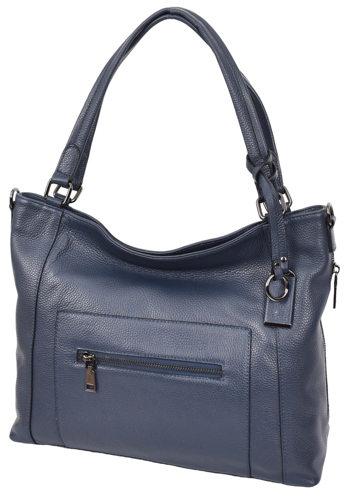 Abigail Women Leather Zip Opening Tote Shoulder Handbag Blue-7