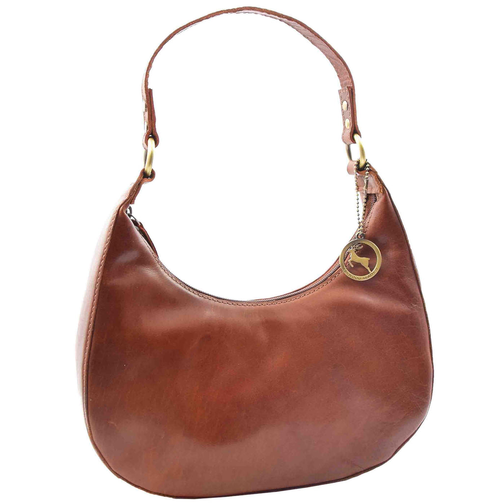DR557 Women's Real Leather Classic Shoulder Hobo Bag Chestnut 4