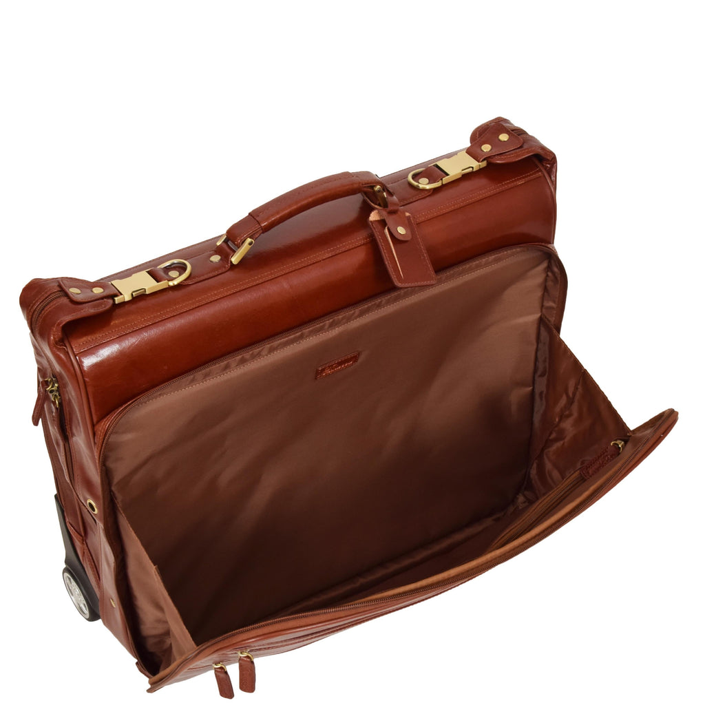 DR641 Real Leather Business Suit Carrier With Wheels Cognac 7