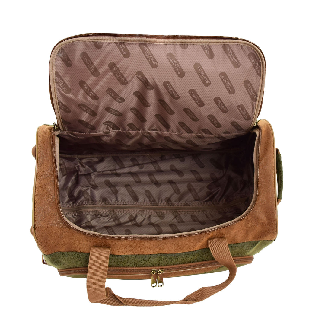 DR684 Faux Leather Travel Wheeled Holdall Bag Green 7