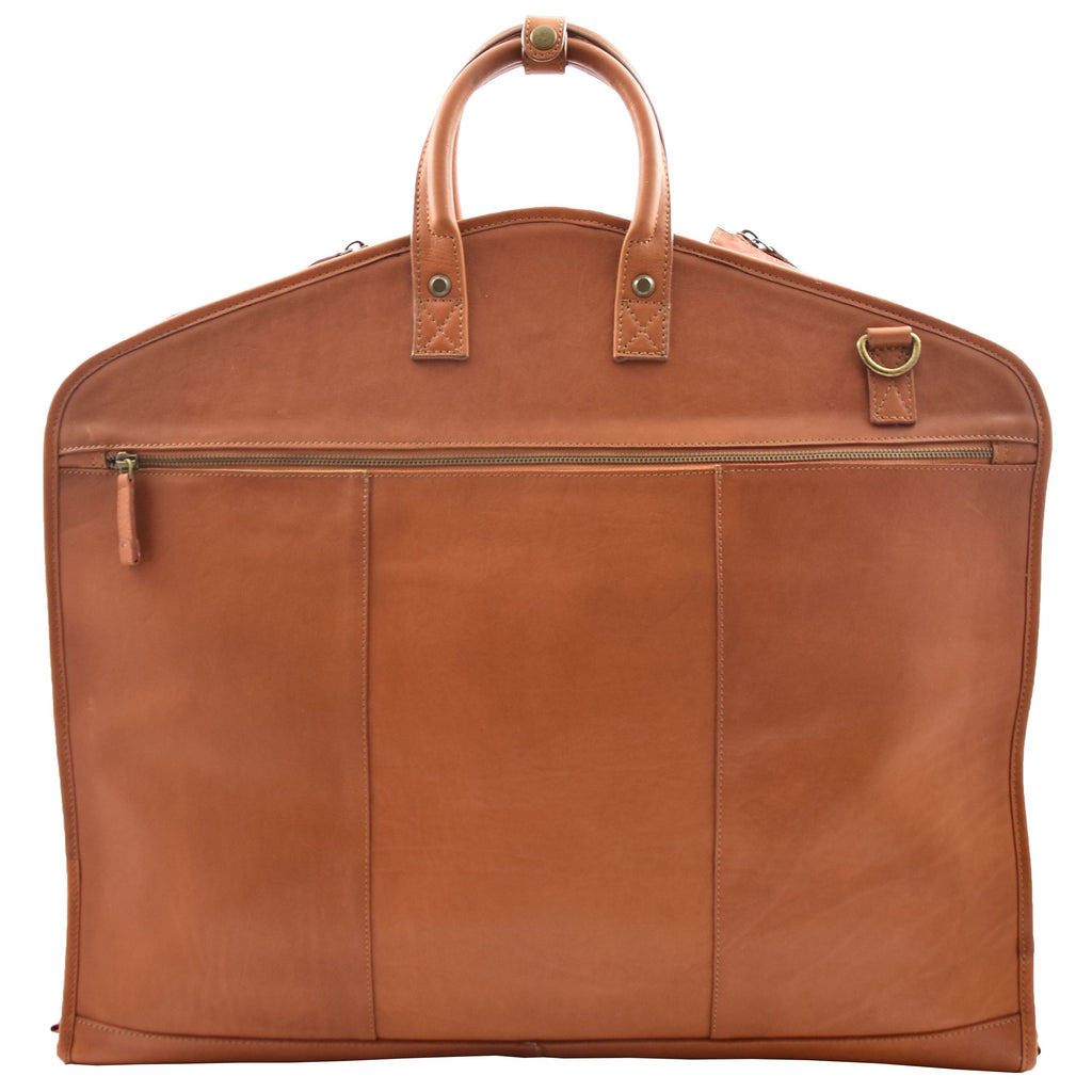 DR613 Genuine Leather Travel Suit Carrier Garment Bag Tan 7
